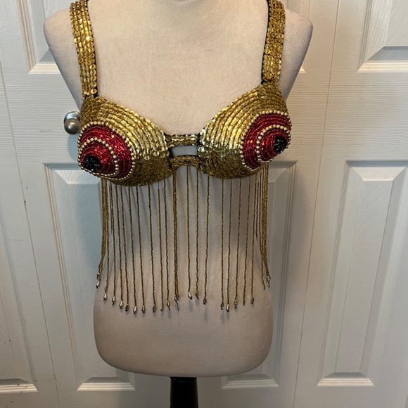 Hand beaded Belly Dancing bra - Picture 2 of 15